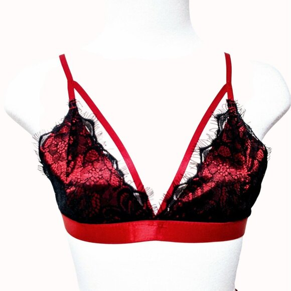 Womens Sleepwear Red Lingerie 3 Piece Set Size S  - Bra, Lace Panties, Sleep Sho - Picture 3 of 4